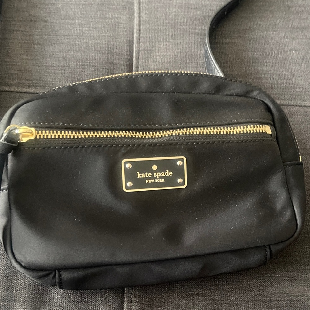Kate Spade Black Belt Bag with Gold Accents